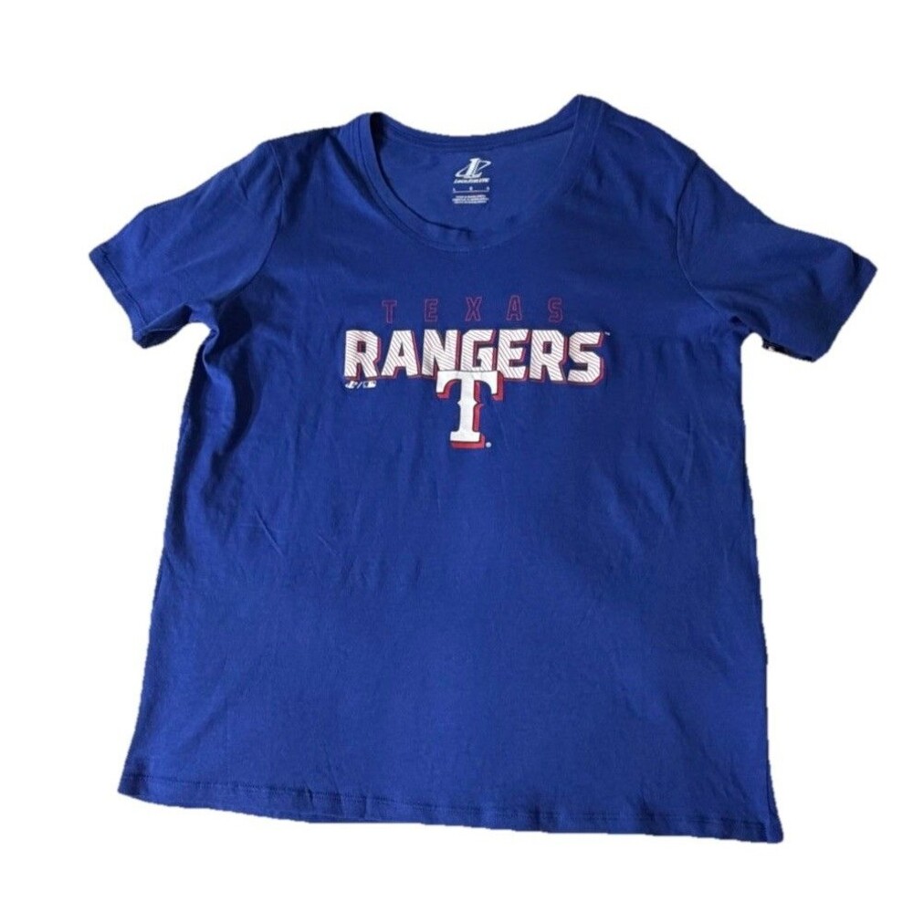 Texas Rangers Women’s Large Blue T-Shirt MLB Logo Athletic NWT Graphic Tee